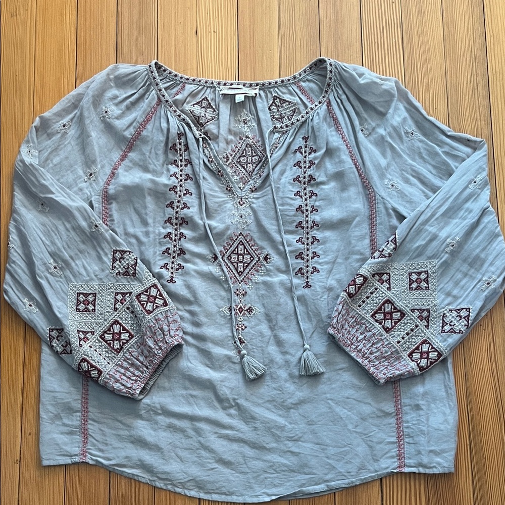 Johnny Was light gray blouse